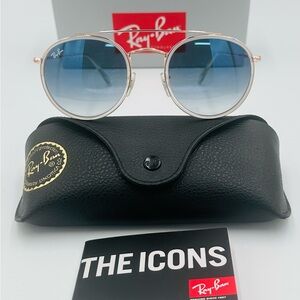 Ray-Ban Unisex Sunglasses Round RB3647N 51-22-145 Copper w/ Gradient Blue Lens